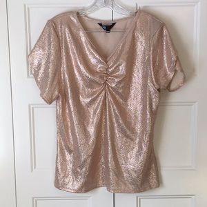 NWT LuLaRoe Rose Gold Shimmer Top L